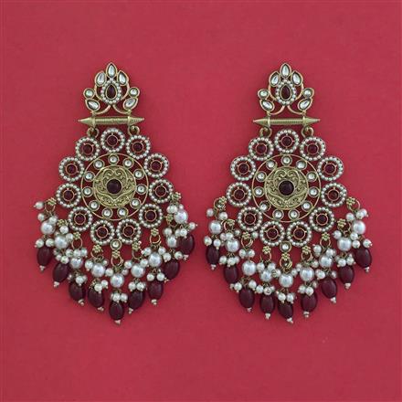Indo Western Moti Earring With Mehndi Plating