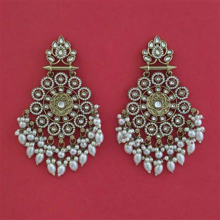 Indo Western Moti Earring With Mehndi Plating