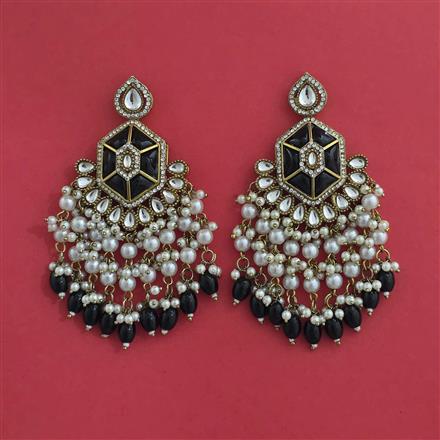 Indo Western Moti Earring With Mehndi Plating