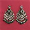 Indo Western Moti Earring With Mehndi Plating