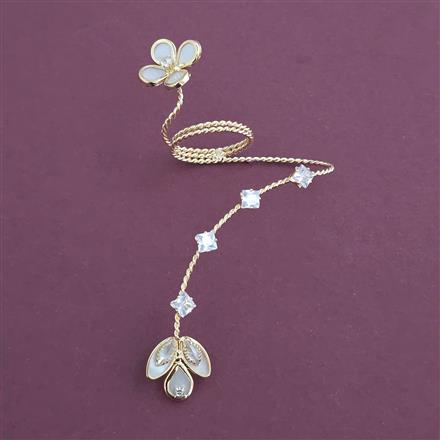 Indo Western Mother Of Pearl Ring With Mehndi Plating Gold Plating Rhodium Plating