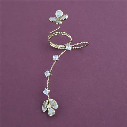 Indo Western Mother Of Pearl Ring With Mehndi Plating Gold Plating Rhodium Plating