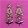 Indo Western Mother Of Pearl Earring With Mehndi Plating