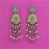 Indo Western Mother Of Pearl Earring With Mehndi Plating