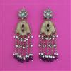 Indo Western Mother Of Pearl Earring With Mehndi Plating