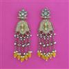 Indo Western Mother Of Pearl Earring With Mehndi Plating
