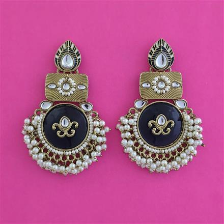 Indo Western Moti Earring With Mehndi Plating
