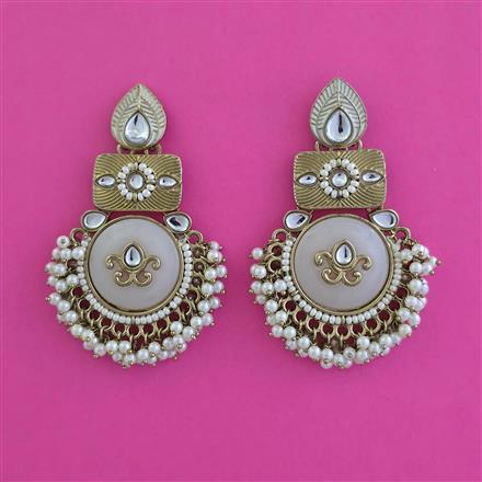 Indo Western Moti Earring With Mehndi Plating