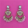 Indo Western Mother Of Pearl Earring With Mehndi Plating