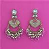 Indo Western Mother Of Pearl Earring With Mehndi Plating