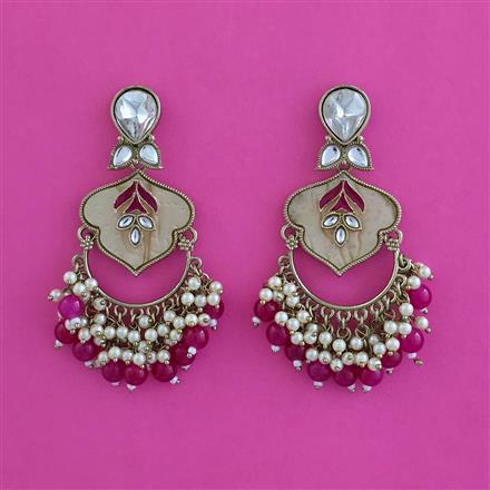 Indo Western Mother Of Pearl Earring With Mehndi Plating