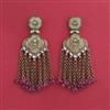 Indo Western Mother Of Pearl Earring With Mehndi Plating