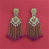 Indo Western Mother Of Pearl Earring With Mehndi Plating