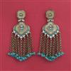 Indo Western Mother Of Pearl Earring With Mehndi Plating