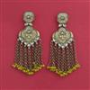 Indo Western Mother Of Pearl Earring With Mehndi Plating