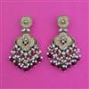 Indo Western Mother Of Pearl Earring With Mehndi Plating