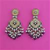 Indo Western Mother Of Pearl Earring With Mehndi Plating