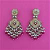 Indo Western Mother Of Pearl Earring With Mehndi Plating