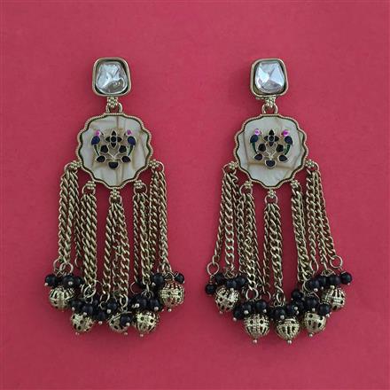 Indo Western Mother Of Pearl Earring with Mehndi Plating