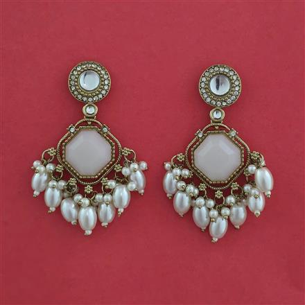 Indo Western Moti Earring with Mehndi Plating