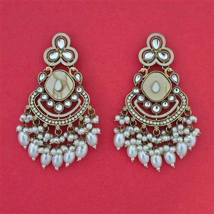 Indo Western Moti Earring with Mehndi Plating