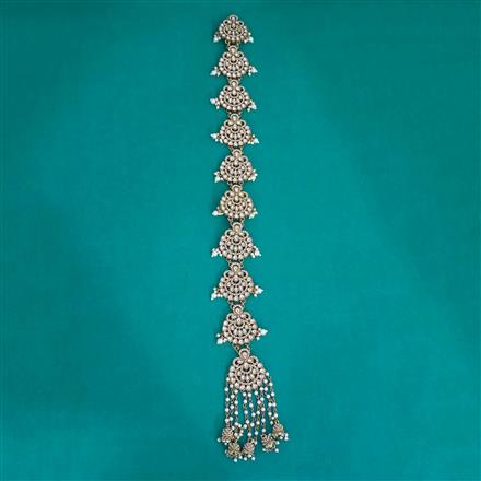 Indo Western Moti Hair Brooch With Mehndi Plating
