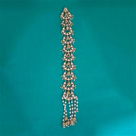 Indo Western Moti Hair Brooch With Mehndi Plating