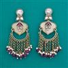 Indo Western Mother Of Pearl Earring with Mehndi Plating