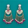Indo Western Mother Of Pearl Earring with Mehndi Plating
