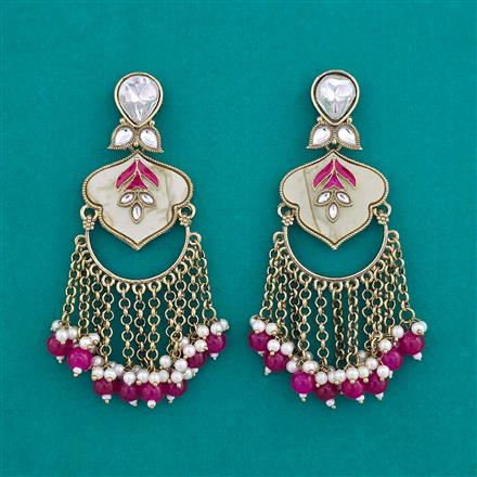 Indo Western Mother Of Pearl Earring with Mehndi Plating