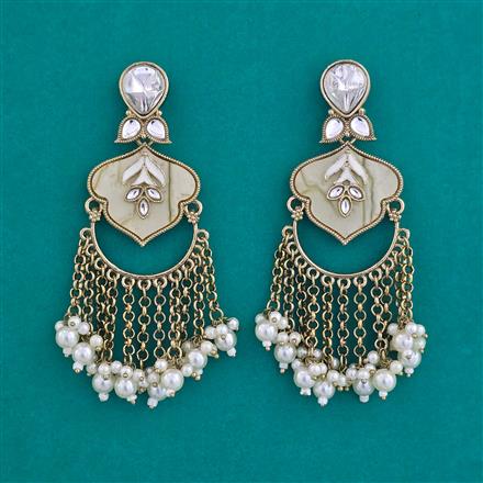 Indo Western Mother Of Pearl Earring with Mehndi Plating