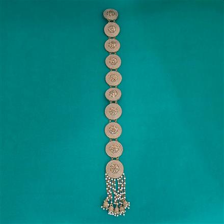Indo Western Moti Hair Brooch With Mehndi Plating