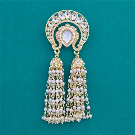 Indo Western Moti Hair Brooch With Gold Plating