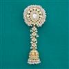 Indo Western Moti Hair Brooch With Gold Plating