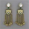 Indo Western Mother Of Pearl Earring with Mehndi Plating