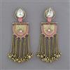 Indo Western Mother Of Pearl Earring with Mehndi Plating