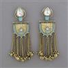 Indo Western Mother Of Pearl Earring with Mehndi Plating