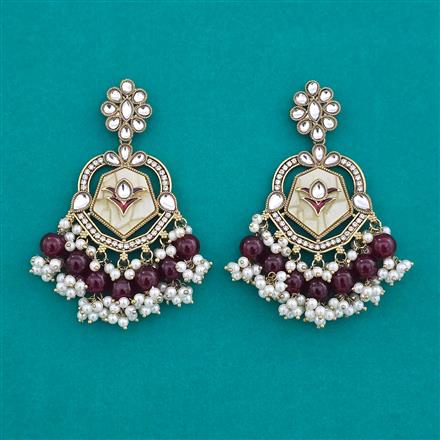Indo Western Mother Of Pearl Earring with Mehndi Plating