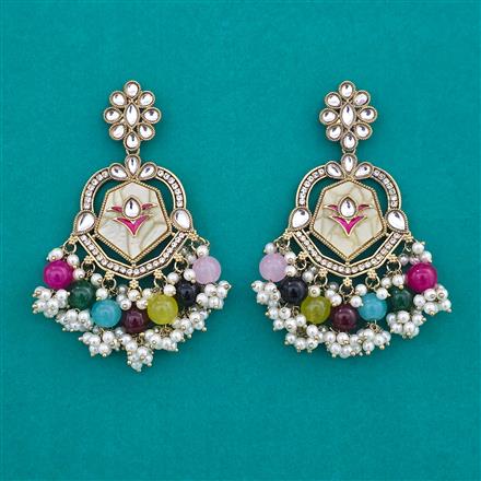 Indo Western Mother Of Pearl Earring with Mehndi Plating