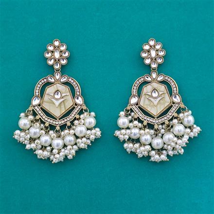 Indo Western Mother Of Pearl Earring with Mehndi Plating