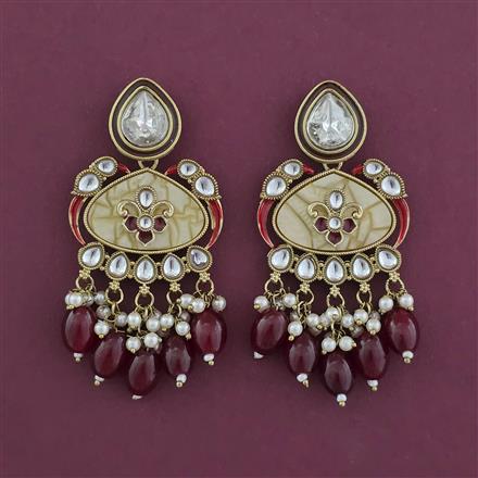 Indo Western Mother Of Pearl Earring with Mehndi Plating