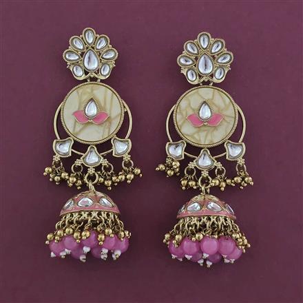 Indo Western Mother Of Pearl Earring with Mehndi Plating