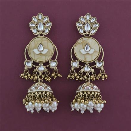 Indo Western Mother Of Pearl Earring with Mehndi Plating