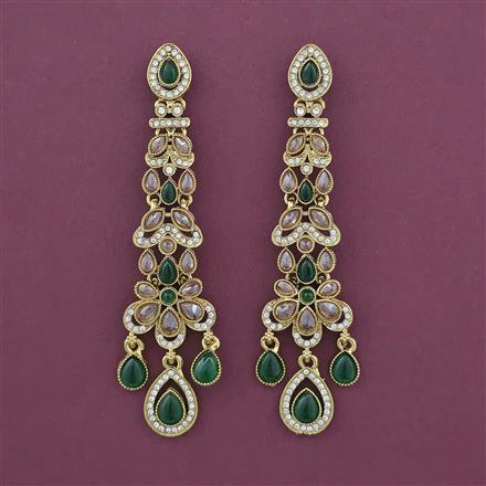 Indo Western Long Earring with Mehndi Plating