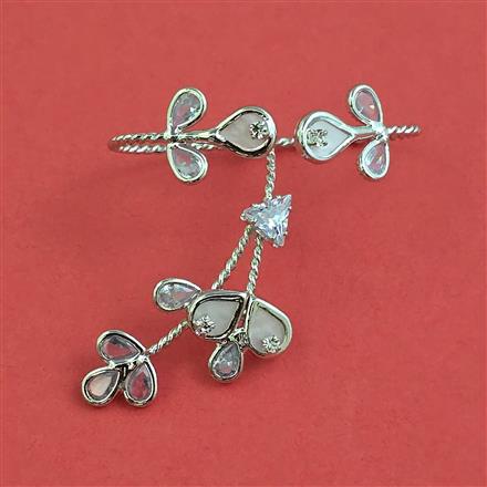 Indo Western Adjustable Ring with Rhodium Plating Gold Plating