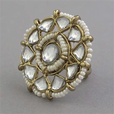 Indo Western Pearl Ring With Mehndi Plating
