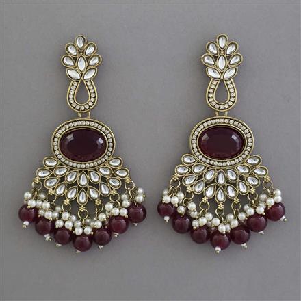 Indo Western Pearl Earring with Mehndi Plating