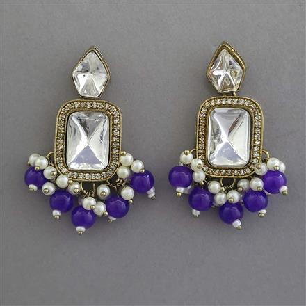 Indo Western Pearl Earring with Mehndi Plating