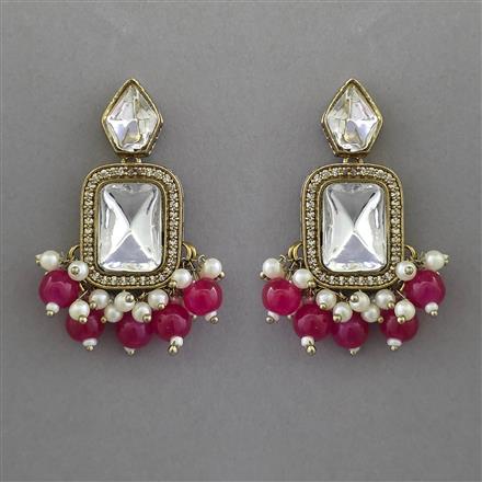 Indo Western Pearl Earring with Mehndi Plating