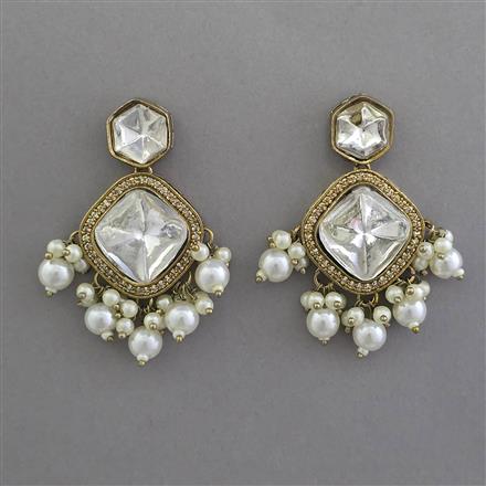 Indo Western Pearl Earring with Mehndi Plating
